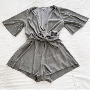 Tobi silver romper with front tie